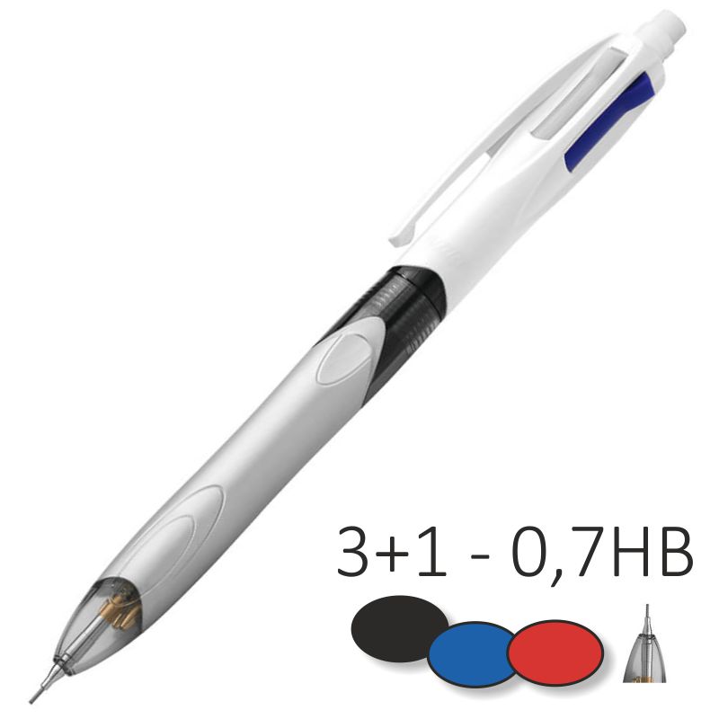 DUNBONG Bolígrafo multicolor 4 en 1 con bolígrafo multifunción negro, azul,  rojo, verde, bolígrafo de gel de metal, 1 unidad (negro)
