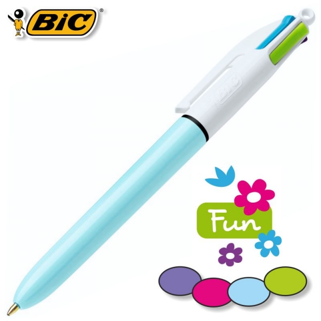 Boligrafo Bic 4 cuatro colores Fun, tonos pastel