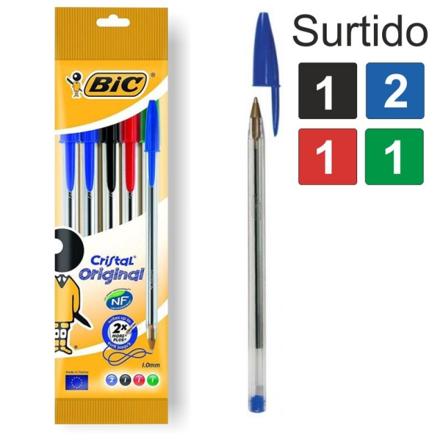 Bic Cristal Up - Bolígrafos de colores surtidos, 8 unidades