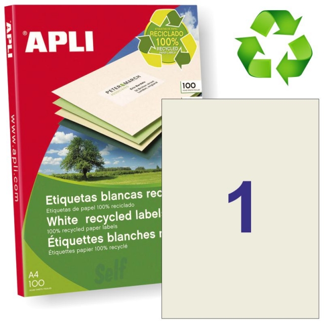 Limpiar el piso de madera complejidad Etiquetas Apli de papel reciclado para imprimir, Din A4, Mercamaterial.