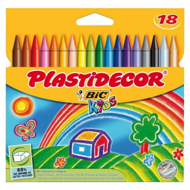 BIC Kids Plastidecor - Blíster de 18 unidades, ceras para colorear, colores  surtidos : : Juguetes y juegos