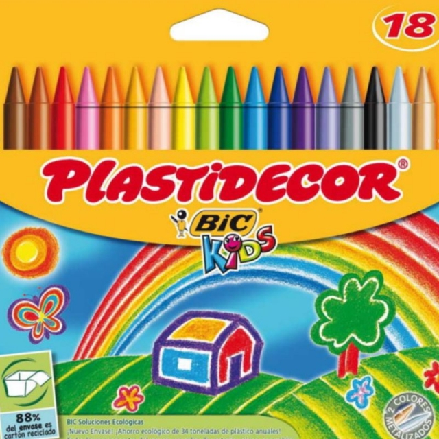 Plastidecor 12 colores, Ceras Duras Bic Kids