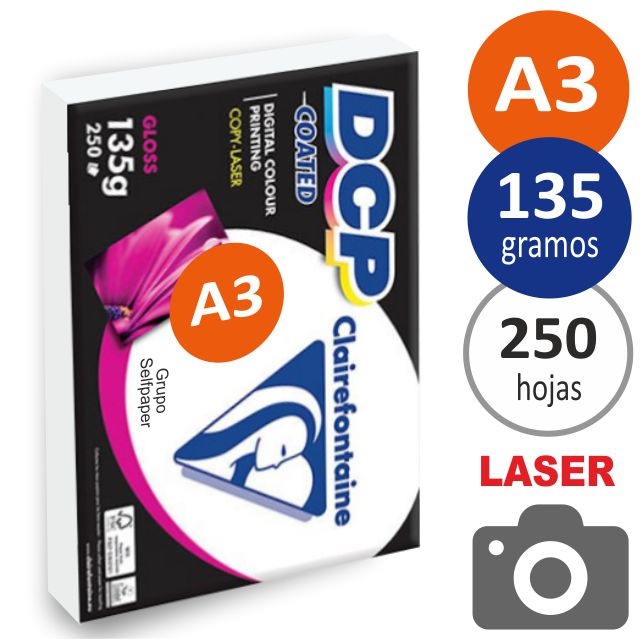 Papel Laser color Din A3 Glossy 135 gramos Fotográfico 250 h