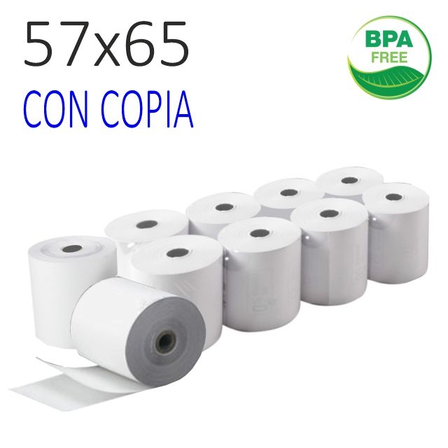 Comprar Rollos papel 57x65x12 duplicado con copia, registradora