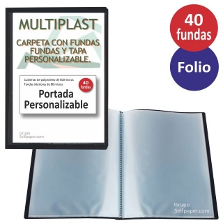 Carpeta con 50 Fundas Folio Multiplast colores Frost
