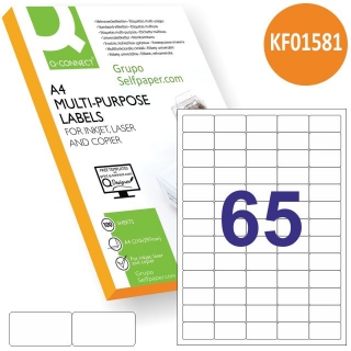 Etiquetas adhesivas Impresora 38,1x21,2mm, 65x, redondeadas  Q-connect KF01581