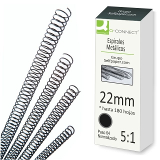 Espirales metalicos encuadernar 22 mm, caja  Qconnect KF04435