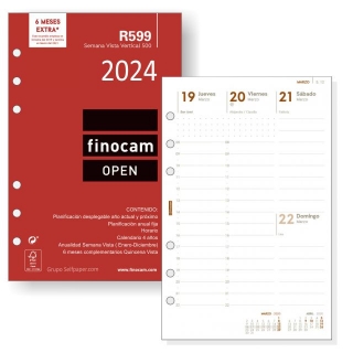 Finocam Open R599, Recambio Agenda Semana  R599-2024