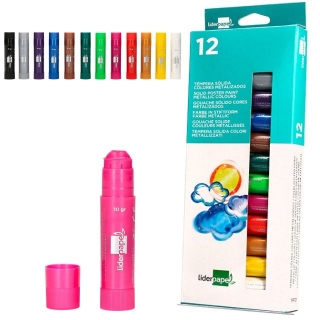 Pack 12 barritas tmperas slidas colores  TP72