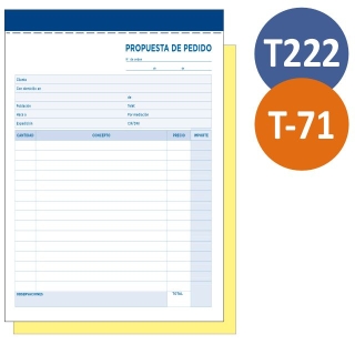 Talonario Propuestas de pedidos, T-71, duplicado  Liderpapel T222